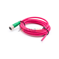 Câble femelle M12 5 pôles à code A, cordon de capteur, gaine rouge, AWG22, fils volants pour réseau de sécurité