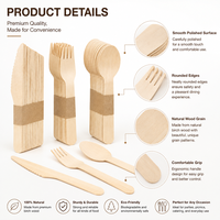 Ensemble de couverts en bois compostables 14 cm 16 cm Cuillère Couteau Fourchette en bois Imprimés sur mesure
