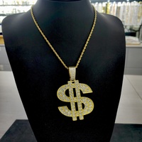 Collier pendentif unisexe tendance en alliage de zinc plaqué or, motif dollar et couteau, accessoire de mode pour soirée