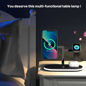 3 en 1 Fast 15W Wireless Charger <span class=keywords><strong>Dock</strong></span> Stand Lámpara LED con puerto USB para iPhone y Watch Cargadores magnéticos para un uso conveniente - Product Image 5