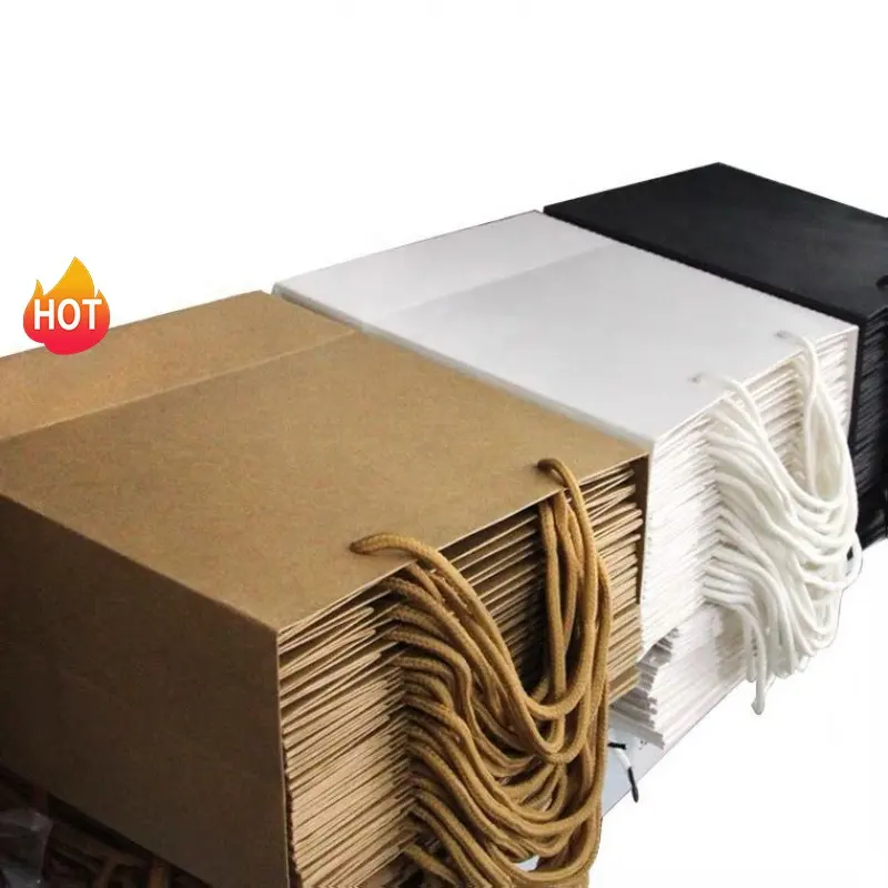 Bolsa de papel Kraft personalizada, bolsas de papel reciclables con asa de cuerda, con tu propio logotipo