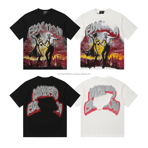 Camiseta de Alta Calidad, 100% Algodón, Estilo Urbano, Estampado Gráfico, Tallas Grandes para Hombre, MIXED EMOTION - Product Image 3