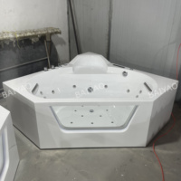 Baignoire Balnéo d'Angle Moderne en Fibre de Verre Acrylique avec 10 Jets et Éclairage LED pour Salle de Bain de Luxe – Vente en Gros