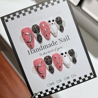 TSZS Halloween-Thema Mandel-Handgemachte Aufklebenägel Gotische Spinnen-Kürbis-Geister Schwarze Katzen Design Acryl Künstliche Nägel