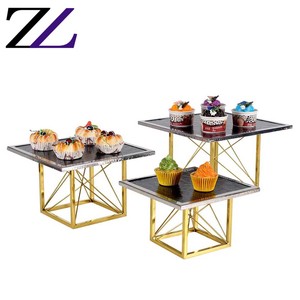 Catering for Wedding Buffet Tableware Luxury Paper Cupcake Cocktail <strong>Food</strong> Serving Plates Set Metal Multi Tier Gold Cake <strong>Stand</strong> - Product Image 2