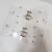 Cahier de notes en acrylique imprimé personnalisé couverture de classeur personnalisé ours ruban dessin animé UV DTF Cahier de bricolage