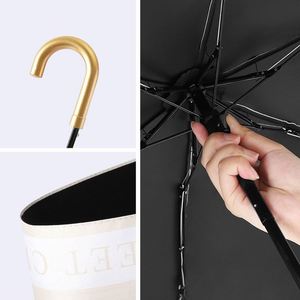 Nouveau Parapluie de Poche Luxe Manuel Ultra-Léger Anti-UV à Cinq Plis avec Crochet Doré, Revêtement Noir, Idéal Cadeau d'Affaires - Product Image 3