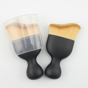 Pinceau à cheveux en fibres Arc Fiber, double courbure marron, professionnel, pour le maquillage du visage, lavable, pour fond de teint, haute qualité - Product Image 1