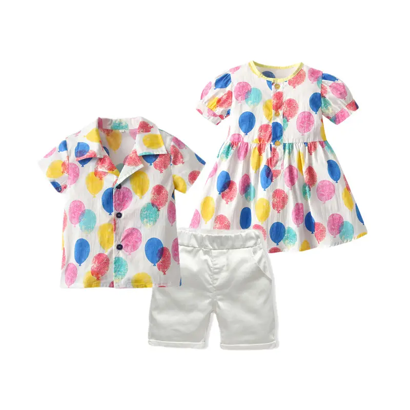 Kids Clothes Summer Balloon Family Matching Clothing Baby Girls Dress Baby Boy Short Sets