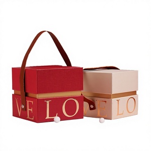 <b>Gift</b> <b>Box</b> Wedding Decorations Paper Candy <b>Gift</b> <b>Box</b> Embossed Handmade Square <b>Red</b> Valentine's Day Paper Wedding Candy <b>Gift</b> <b>Box</b> - Product Image 1