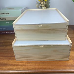 Caja de almacenamiento extraíble de madera natural, rectangular, de pino, hecha a mano, para regalo, para dulces de boda, frutos secos, embalaje. - Product Image 3