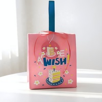 Sacs de courses en feutre non tissé avec poignées à soufflets, motif gâteau d'anniversaire Huadefeng, couleur rose, pour décoration de fête