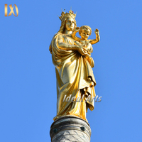 Statue de la Vierge Marie en bronze doré, idéale pour les arts religieux catholiques, à vendre