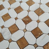 Carrelage en mosaïque de marbre blanc, motif géométrique octogonal allongé, carrelage mural en pierre de travertin pour salle de bain, crédence de cuisine