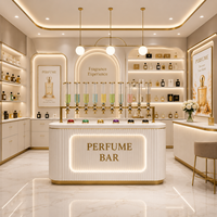 Vitrine d'exposition de parfums illuminée sur mesure, mobilier haut de gamme pour boutique de parfums, design de boutique de parfums