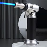 Torche de soudage au butane en métal de cuisine haute puissance avec jauge de carburant briquet puissant pour le chauffage