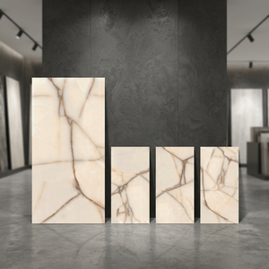 Baldosas de porcelana brillante Nova Crema de 800x1600 mm para suelo y pared, diseño de mármol crema de 80x160 cm - Product Image 3