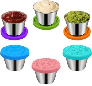 Taza para Salsas de Acero Inoxidable 304 de 70 ml con Tapa de Silicona a Presión, Impermeable y Apta para Lavavajillas, Portátil para Uso en Cocina al Aire Libre - Product Image 2