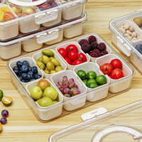 Verdelerbak met dekselhandvat, 8-vakken ontwerp, van kunststof, geschikt voor noten en fruit, multifunctionele opbergbox