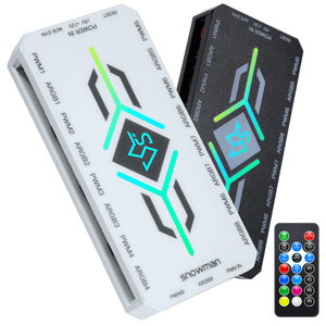 Controller per ventole ARGB SNOWMAN PWM a 4 pin per PC, sincronizzazione con scheda madre, hub per ventole da 5V a 3 pin, telecomando per ventole cabinet. - Product Image 1