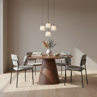 Table à manger en bois au design nordique moderne, 4 places, meubles de salle à manger assemblés, finition placage, pour usage domestique, vente en gros d'usine