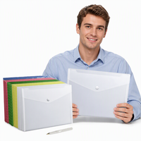 JSF SM3015 Pochette en plastique PP transparente avec fermeture à bouton-pression, dossier étanche pour documents format Lettre, fournitures scolaires et de bureau