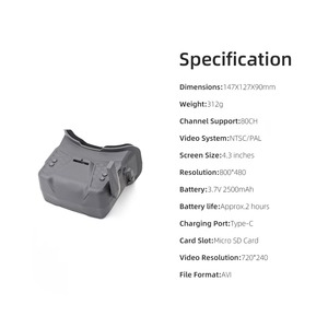 Lunettes FPV HGLRC VR001 5.8G 40CH Raceband avec recherche automatique, batterie intégrée et faible latence pour drone RC et quadricoptère - Product Image 2