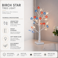 Lumière LED Arbre de Bouleau Artificiel, Lumière d'Arbre Étoilé de Bureau avec LED Colorées, Idéale pour Décorer l'Ambiance de la Maison en Fête