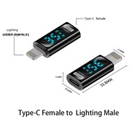 Adaptateur USB-C PD 35W140W avec affichage numérique LED, convertisseur 40 Gbps, connecteur d'extension Type-C, transmission de données, testeur de puissance