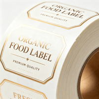 Étiquettes personnalisées en rouleau avec dorure à chaud, autocollantes, pour aliments biologiques, produits frais de première qualité, impression d'étiquettes pour bouteilles et bocaux