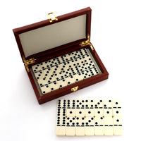 Jeu de dominos en mélamine de 28 pièces avec étui en cuir de qualité supérieure, jeu de table de dominos de haute qualité, jeu classique pour le divertissement familial
