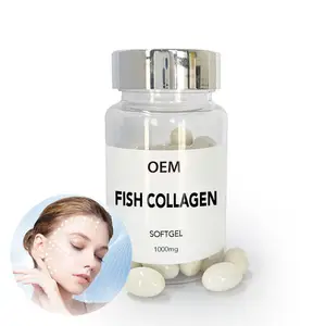 Penjualan terlaris OEM grosir produk kecantikan wajah pemutih kulit ikan kolagen softgel dengan gelatin ikan gratis sampel