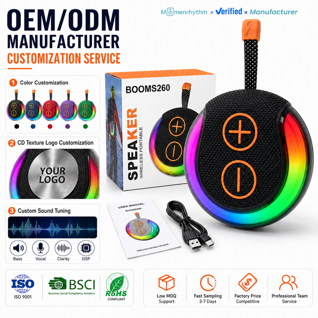 S260 High Quality TWS RGB Party Speaker with Mini Design Handsfree Party Stereo USB/TF/AUX Bluetooth AC Power Option for Gifts