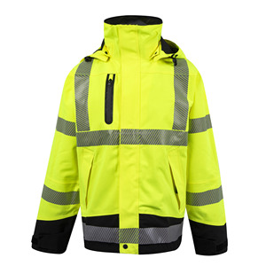 Chaqueta DE TRABAJO amarilla de alta visibilidad de poliéster 100%, ropa de trabajo Bomber de seguridad de alta visibilidad Unisex, uniformes térmicos impermeables para hombres y mujeres - Product Image 6