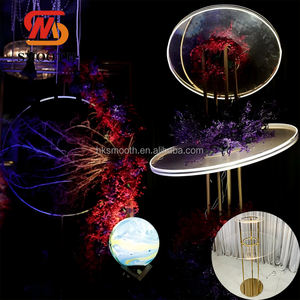 Elegante Soporte Metálico para Arreglos Florales, Placa Acrílica Dorada, Soporte para Flores con Luz LED, Centros de Mesa para Bodas - Product Image 1