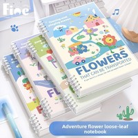 Carnet à spirale Kawaii Floral Adventure Design, thème fleurs amusantes, journal à feuilles mobiles, journal d'écriture A5 à couverture rigide pour étudiants