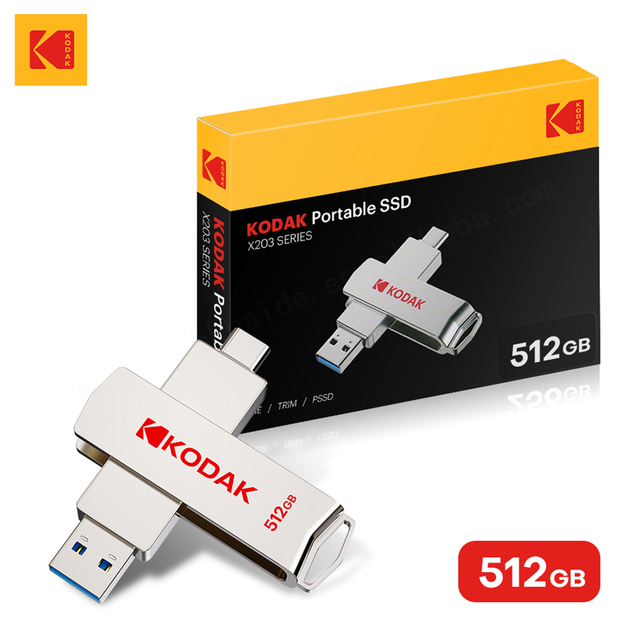 Kodak USSD Mobile Solid U Disk 256GB 512GB USB 3.2 Type-C Dual Interfaces External Solid State Drive for Mobile Phone Tablet