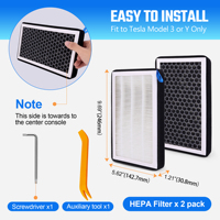 Aksesori karbon aktif Tesla Set, 2 pengganti AC HEPA Filter udara kabin untuk Model Y Model 3 2016-2024