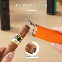 Briquet à cigares de luxe 4-en-1 en cuir, rechargeable au gaz butane, avec torche à 3 flammes, vente en gros