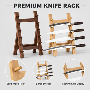 Support de Présentation Rectangulaire en Bois Écologique pour Couteaux, Chevalet à 5 Emplacements pour Couteaux à Sashimi et <span class=keywords><strong>Sushi</strong></span>, Idéal pour Restaurants Japonais - Product Image 1