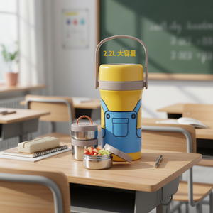 Bouteille isotherme portable en acier inoxydable de 2,2 L, grande capacité, étanche à l'humidité, motif dessin animé Minion, design sans bouchon - Product Image 3