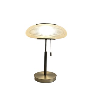 Modern Minimalist Brass Table Lamp With Pleated Glass Shade Pull <b>Cord</b> Switch Ambient <b>Lighting</b> For Bedroom Living Room - Product Image 5