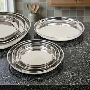 Bandeja de Acero Inoxidable de Calidad Duradera, Plato para Servir Alimentos, Acabado Floral Pulido, Apto para Lavavajillas y Microondas, Grado Doméstico Mayur - Product Image 3