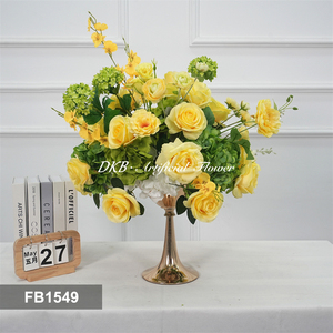 DKB Wholesale Wedding Centerpieces Table Decorations Silk <b>Artificial</b> Yellow Green <b>Flower</b> Ball for Wedding Decoration - Product Image 3