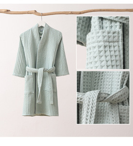 Luxury100% Cotton Double-Layer <strong>Waffle</strong> Bathrobe Unisex Parent-Child Children's Bathrobe Sleep <strong>Robe</strong> <strong>for</strong> Home Hotel - Product Image 3