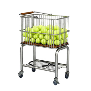 <span class=keywords><strong>Carrello</strong></span> Portapalle da Tennis a Due Livelli <span class=keywords><strong>con</strong></span> <span class=keywords><strong>Ruote</strong></span>, Multifunzionale e Portatile, Capacità 200 Palline, in Gomma, Legno Massello e Carbonio - Product Image 2