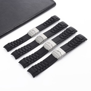 Correa de silicona con extremo curvado <span class=keywords><strong>para</strong></span> reloj, correa deportiva resistente al agua, cierre de doble pulsador, correa de repuesto <span class=keywords><strong>para</strong></span> reloj inteligente, duradera y suave - Product Image 2