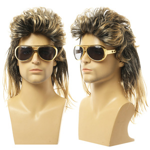 Peluca Negra Rizada Estilo Punk Rock para Hombre, Estilo Disco <span class=keywords><strong>Hippie</strong></span> de los 80, <span class=keywords><strong>Disfraz</strong></span> para Fiesta de Halloween - Product Image 6