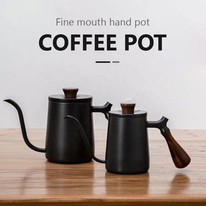 Hervidor de café de cuello de cisne de acero inoxidable de 350ml y 500ml, tetera portátil con tapa y mango de madera, diseño moderno - Product Image 5
