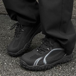 Chaussures décontractées personnalisables en cuir véritable, respirantes, légères, à enfiler, avec semelle épaisse en maille, tendance mode - Product Image 6